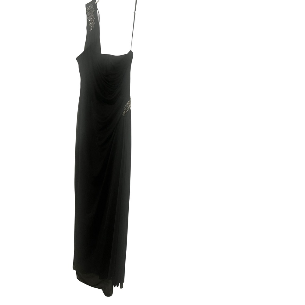 Alex Evenings Woman Black One Shoulder Beaded Ruched Evening Gown 14W